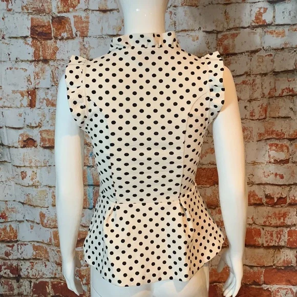 Anthropologie New with Tags Postmark Polka Dot Peplum Top - Picture 5 of 6